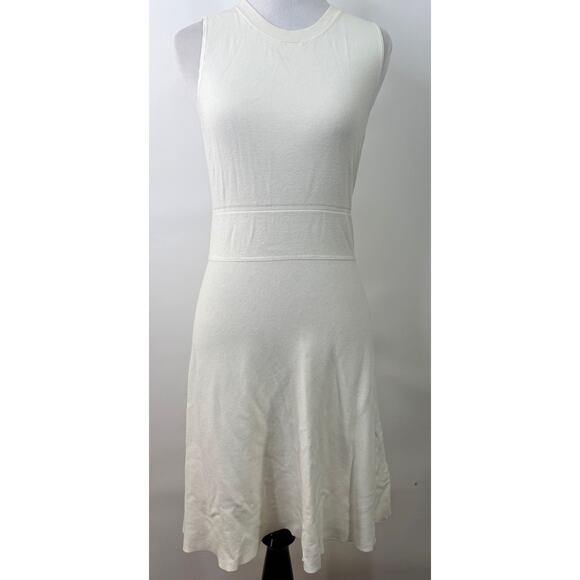 Theory White Fit Flare Viscose Open Back Sleeveless Dress Size Medium - Picture 1 of 9